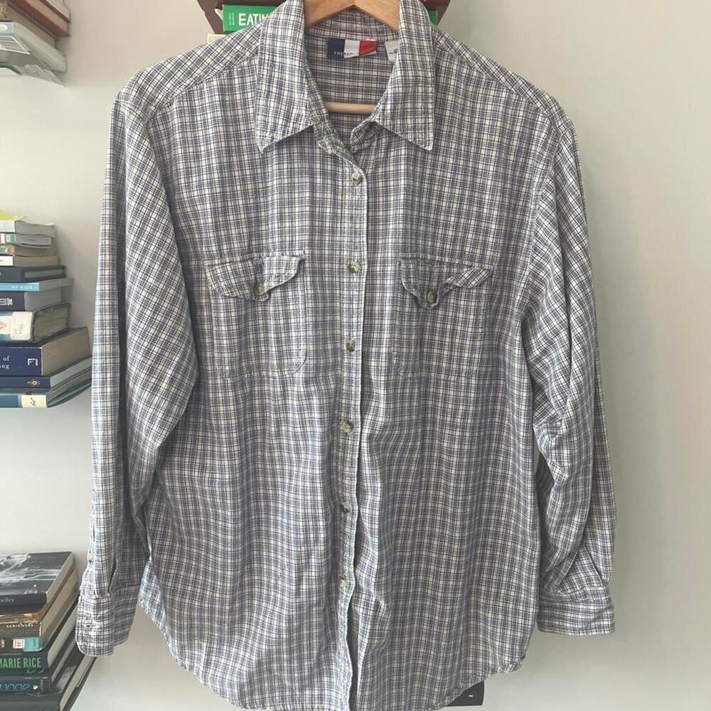 Vintage French Cuff Plaid Button Up  Size Large (runs small)